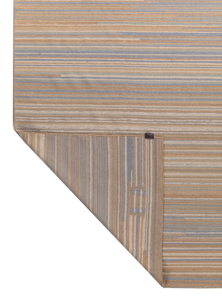 indusbar blue wool flat weaves Rug - Perspective