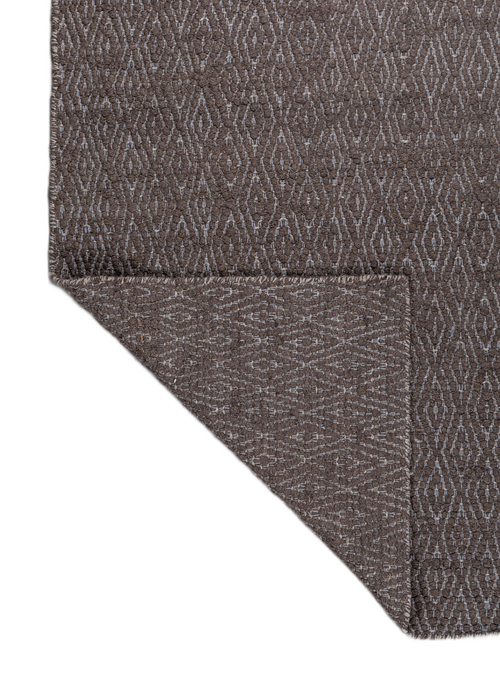 abrash beige and brown wool flat weaves Rug - Perspective
