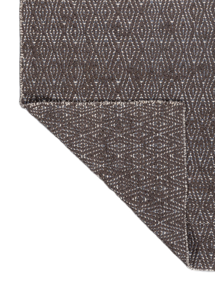 abrash beige and brown wool flat weaves Rug - Perspective