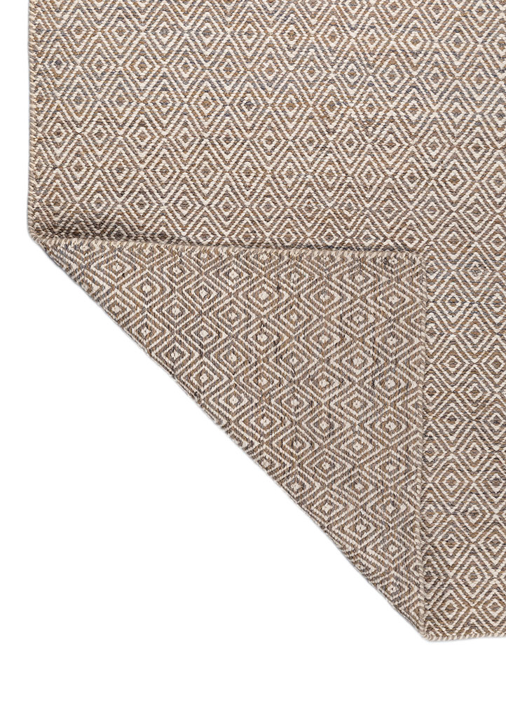 abrash beige and brown wool flat weaves Rug - Perspective