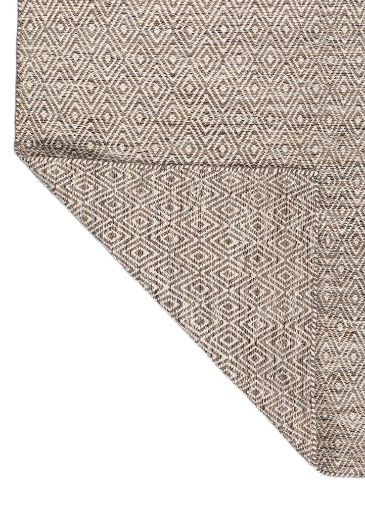 abrash beige and brown wool flat weaves Rug - Perspective