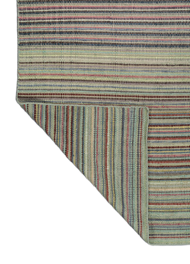 abrash blue wool flat weaves Rug - Perspective