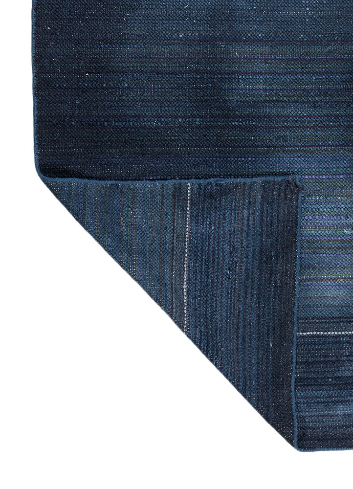 abrash blue wool flat weaves Rug - Perspective