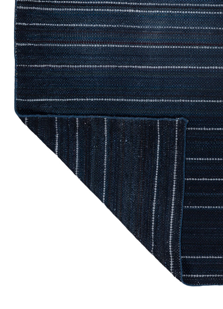 abrash blue wool flat weaves Rug - Perspective