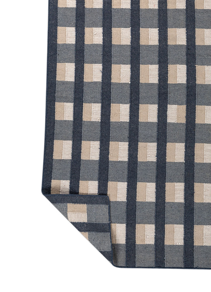 alhambra blue wool flat weaves Rug - Perspective