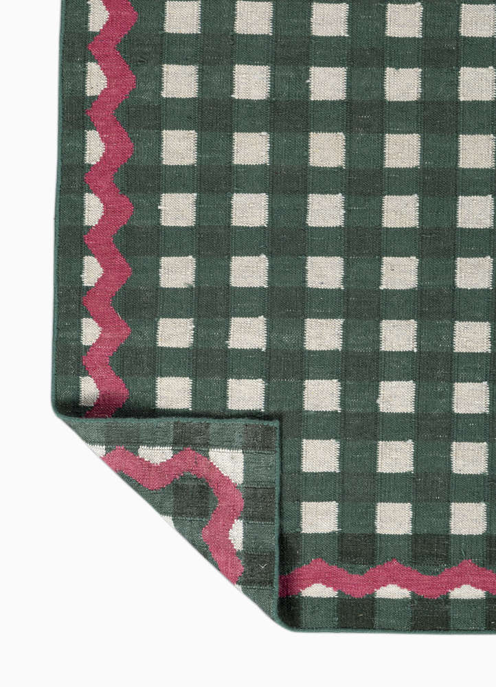 alhambra green wool flat weaves Rug - Perspective