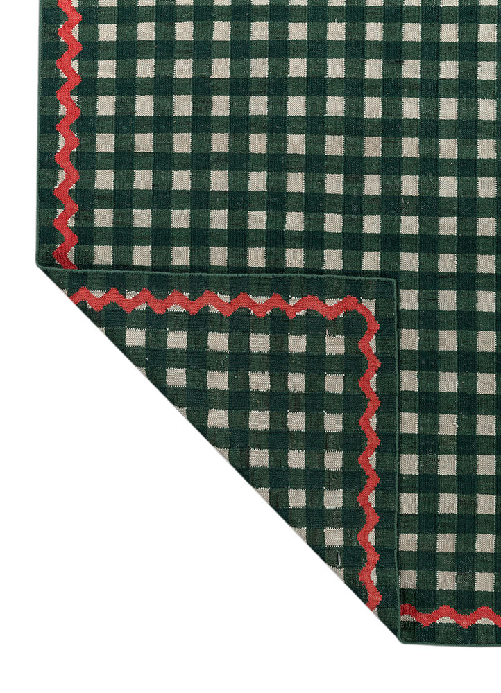 alhambra green wool flat weaves Rug - Perspective