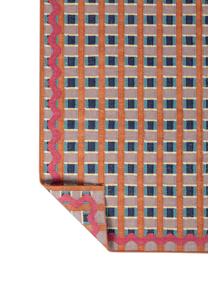 alhambra red and orange wool flat weaves Rug - Perspective