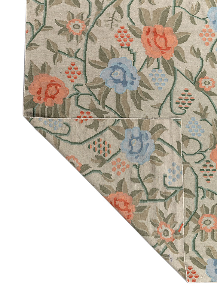 bedouin blue wool flat weaves Rug - Perspective