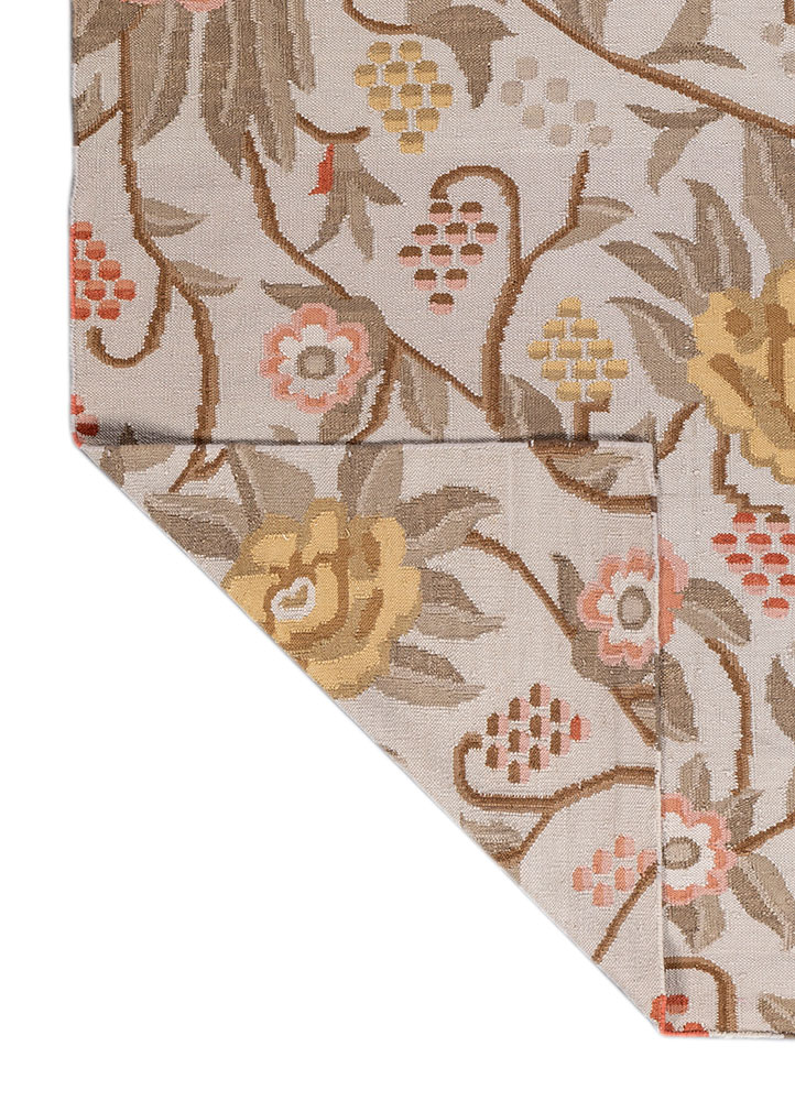 aprezo beige and brown wool flat weaves Rug - Perspective
