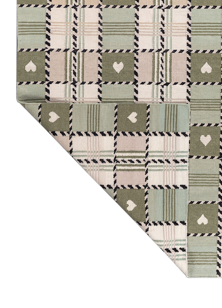 alhambra green wool flat weaves Rug - Perspective