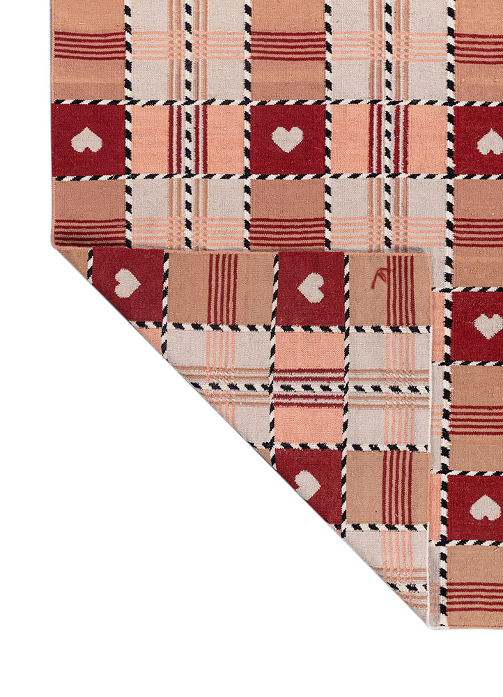 alhambra red and orange wool flat weaves Rug - Perspective