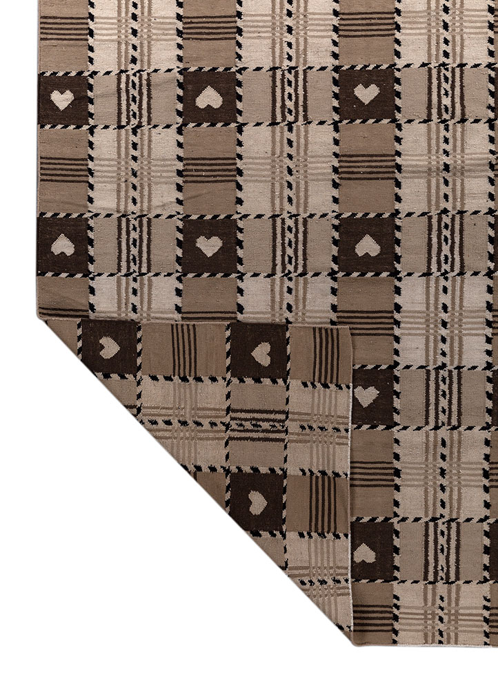 alhambra beige and brown wool flat weaves Rug - Perspective