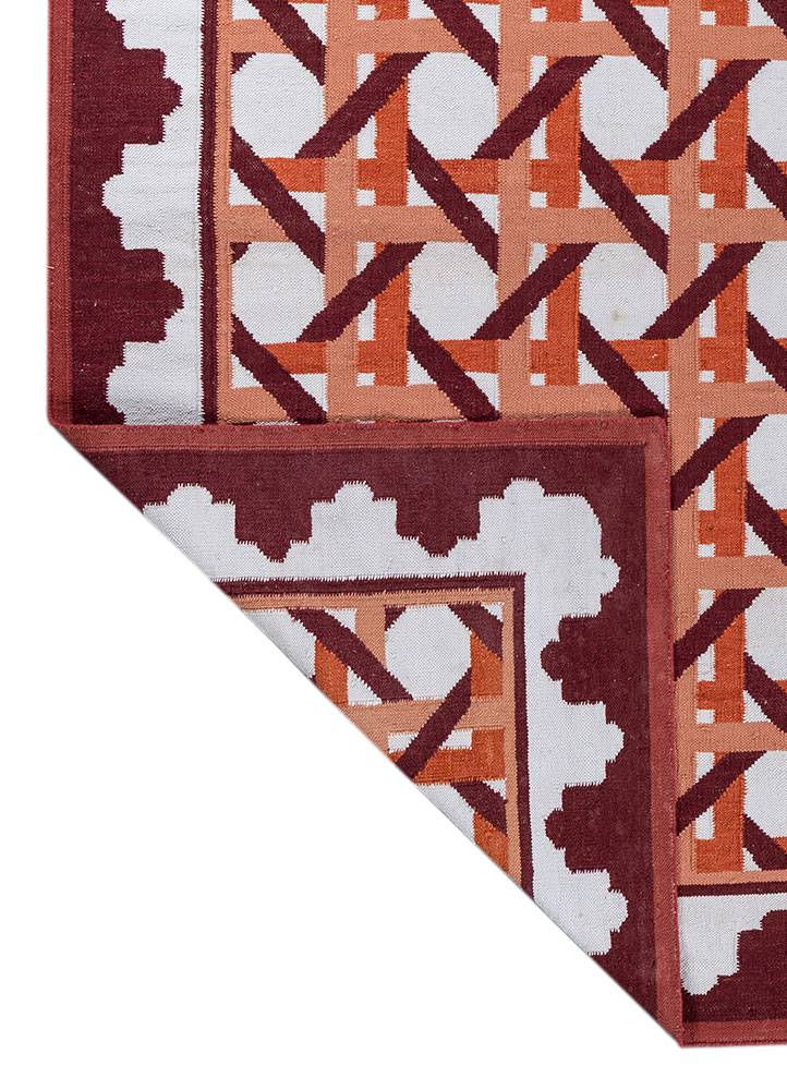 alhambra red and orange wool flat weaves Rug - Perspective