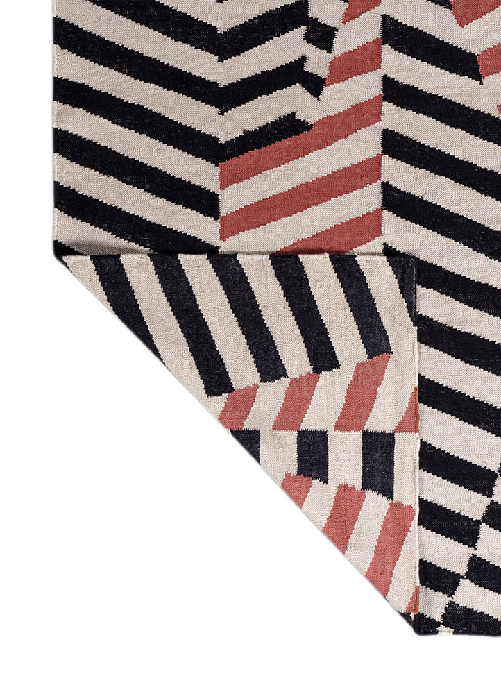 checkers ivory wool flat weaves Rug - Perspective