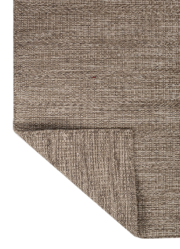 abrash beige and brown wool flat weaves Rug - Perspective