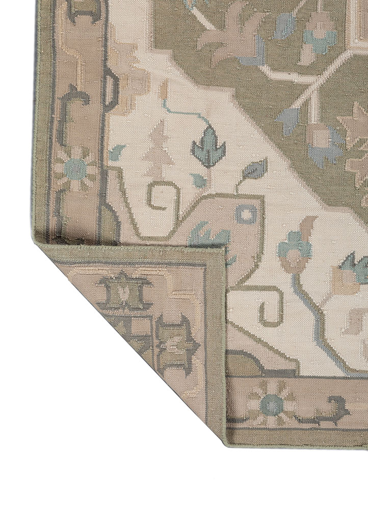 bedouin blue wool flat weaves Rug - Perspective