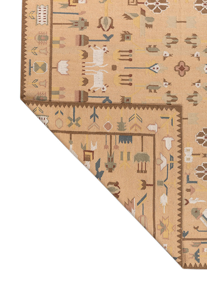 bedouin gold wool flat weaves Rug - Perspective