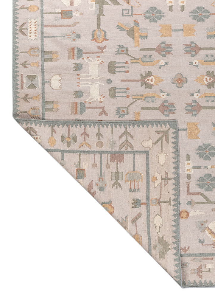 bedouin ivory wool flat weaves Rug - Perspective