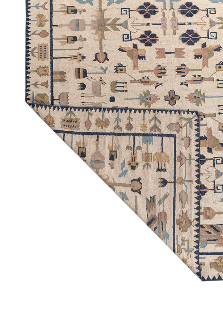 bedouin ivory wool flat weaves Rug - Perspective