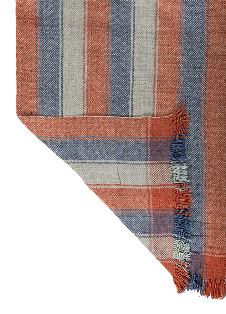 indusbar red and orange wool flat weaves Rug - Perspective