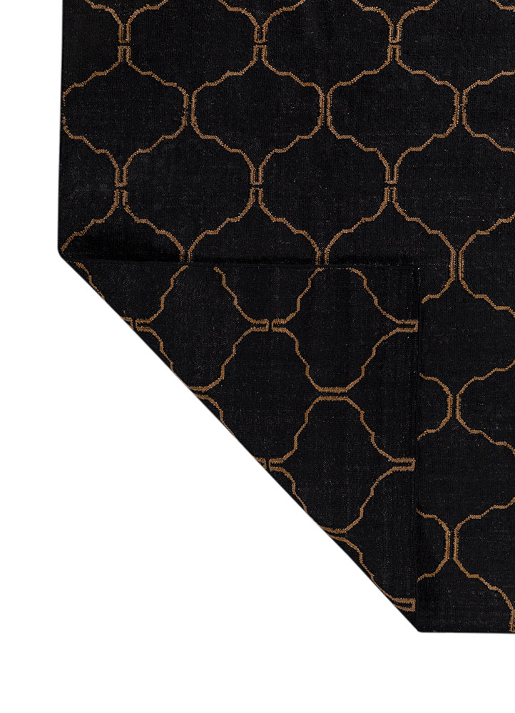 indusbar grey and black polyester flat weaves Rug - Perspective