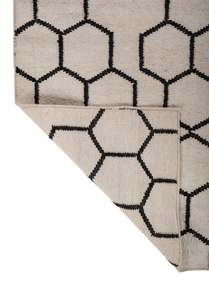 indusbar ivory wool and viscose flat weaves Rug - Perspective