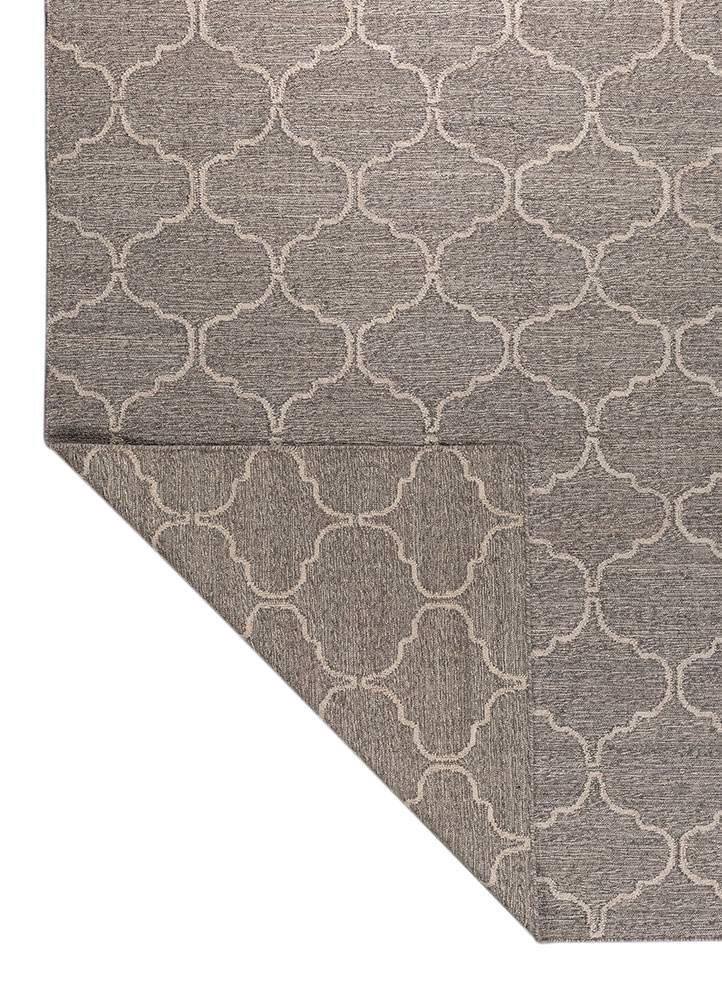 indusbar grey and black wool and viscose flat weaves Rug - Perspective
