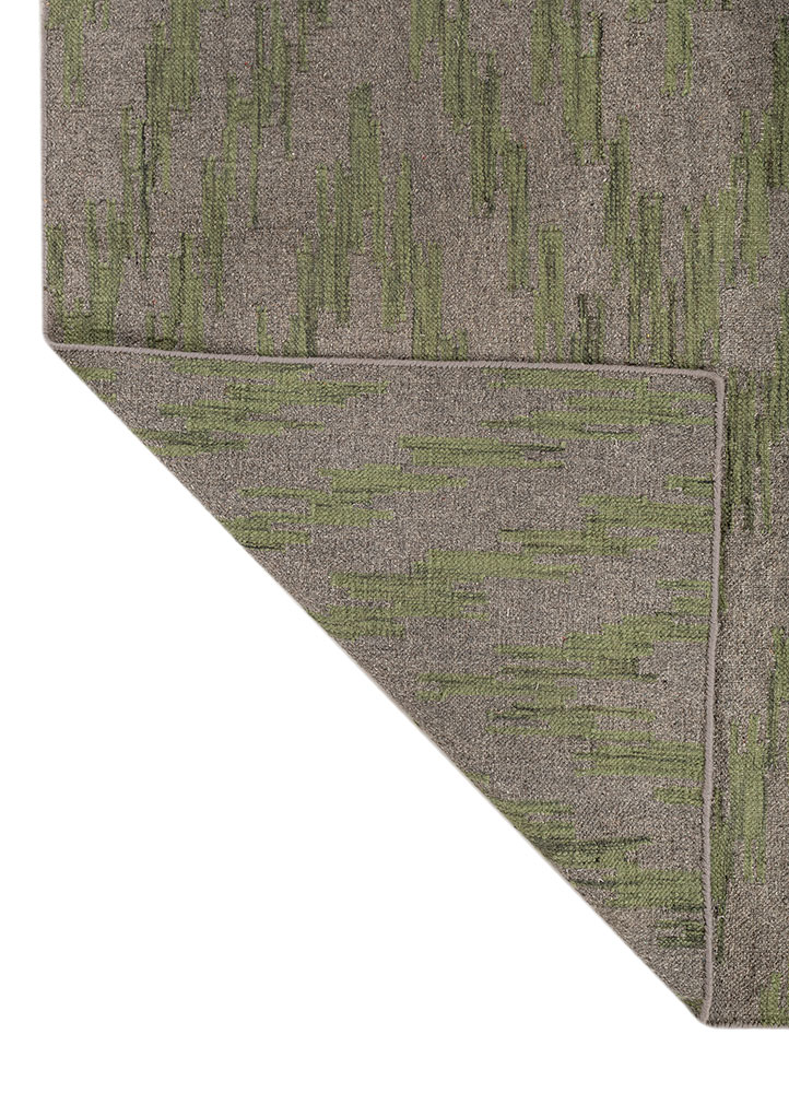 indusbar grey and black wool and viscose flat weaves Rug - Perspective