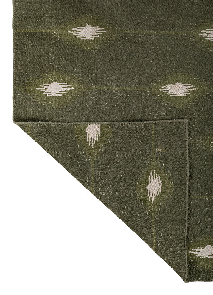 indusbar green wool and viscose flat weaves Rug - Perspective
