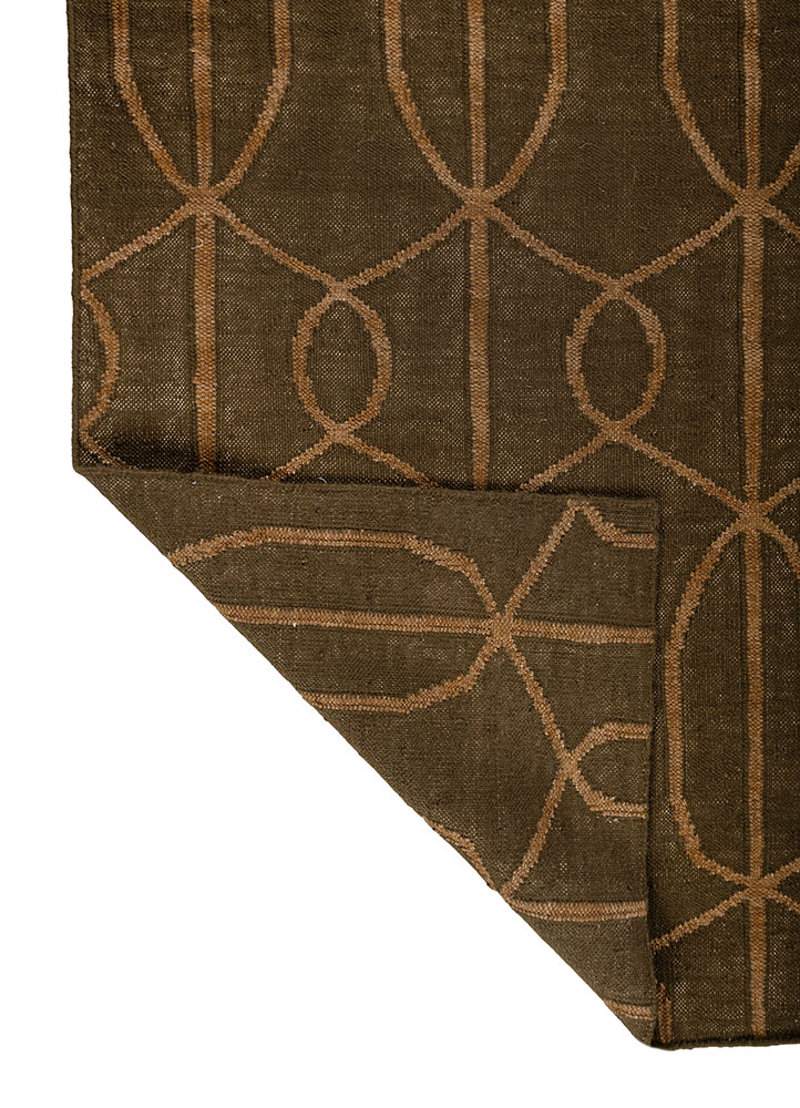 indusbar green wool flat weaves Rug - Perspective