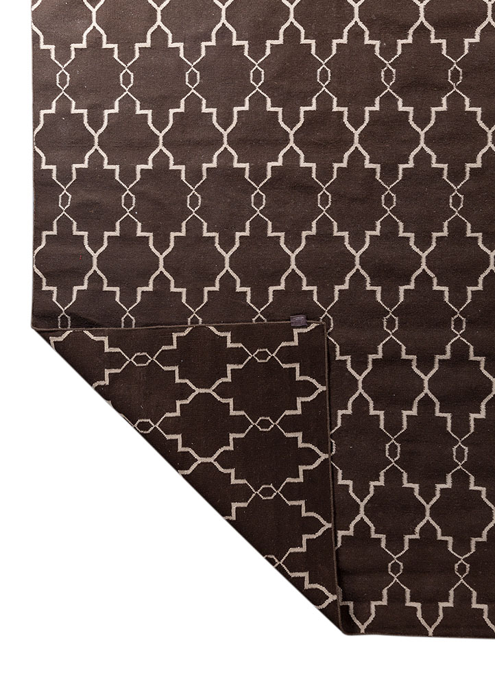 indusbar beige and brown polyester flat weaves Rug - Perspective