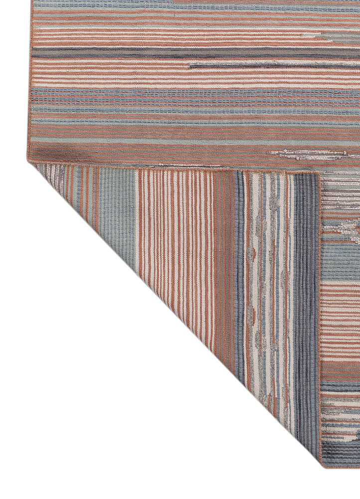 indusbar red and orange wool flat weaves Rug - Perspective