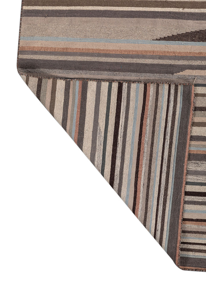 indusbar ivory wool and viscose flat weaves Rug - Perspective