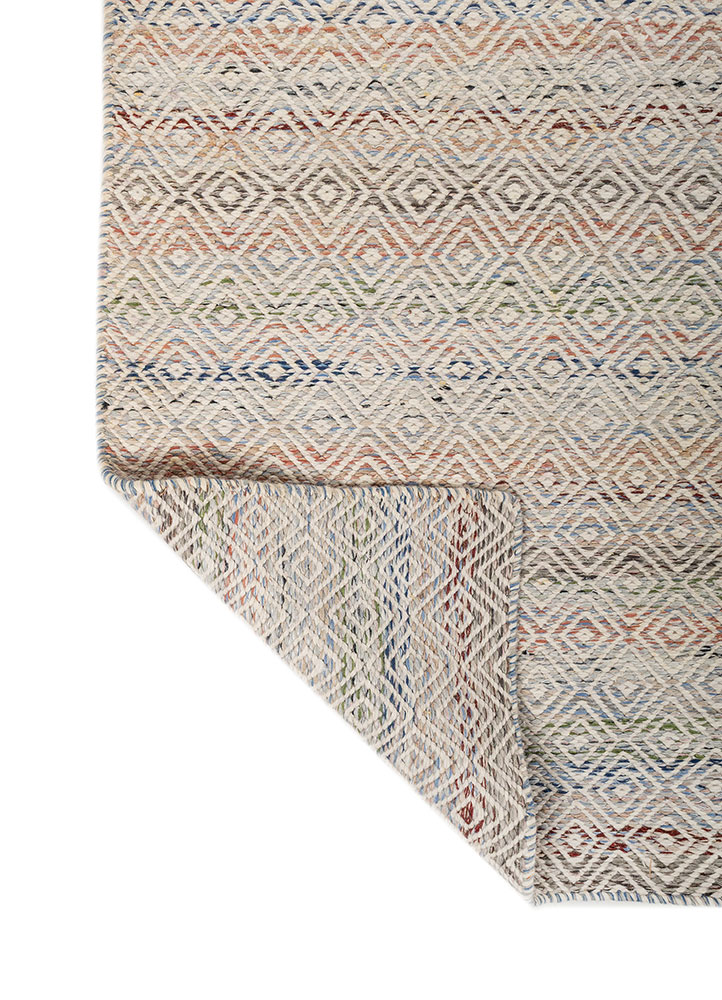 abrash blue wool and viscose flat weaves Rug - Perspective