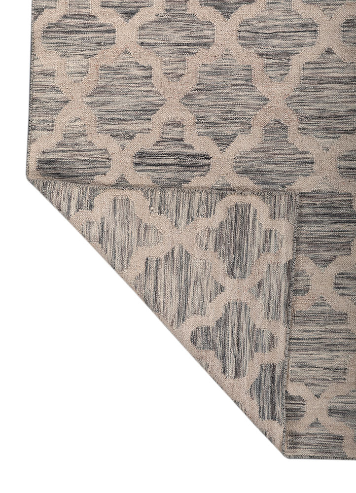 indusbar blue wool and viscose flat weaves Rug - Perspective