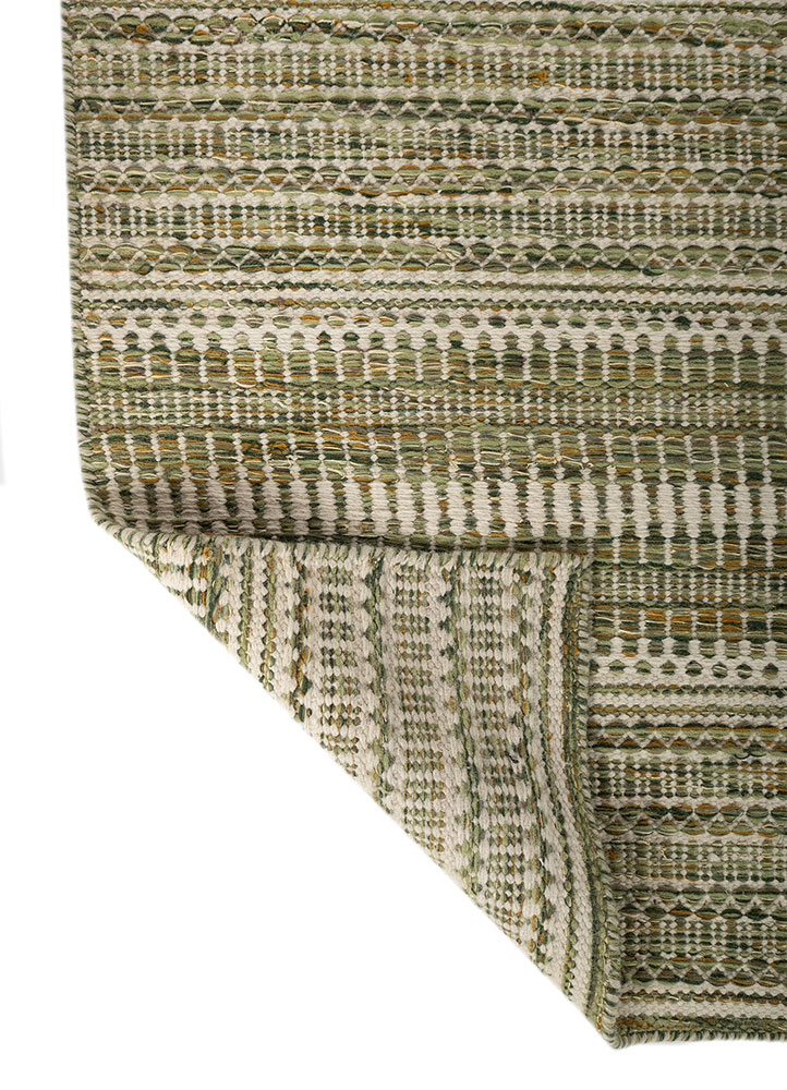abrash ivory wool and viscose flat weaves Rug - Perspective