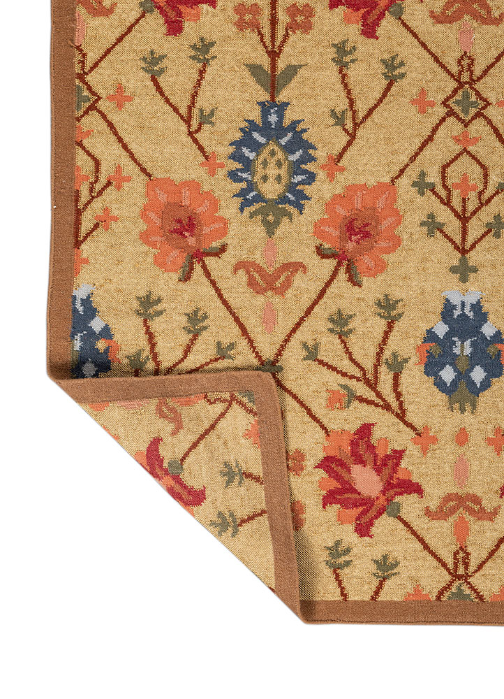 bedouin gold wool flat weaves Rug - Perspective