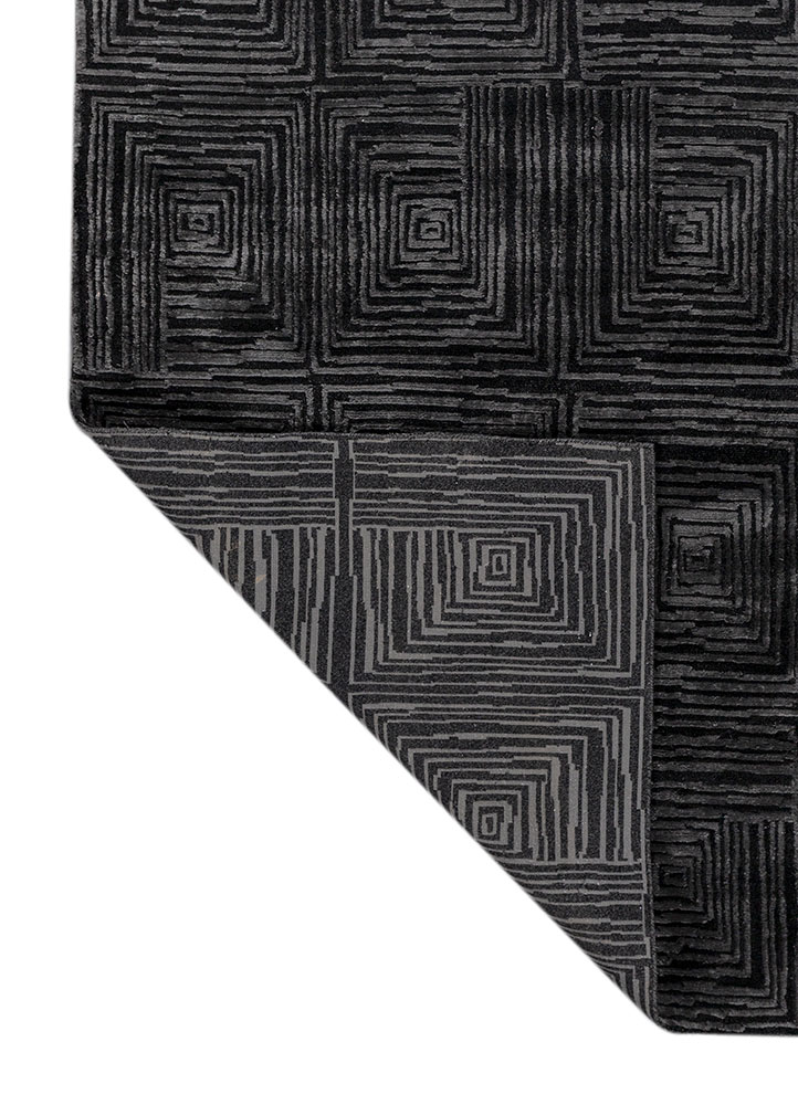 verve grey and black acrylic hand knotted Rug - Perspective