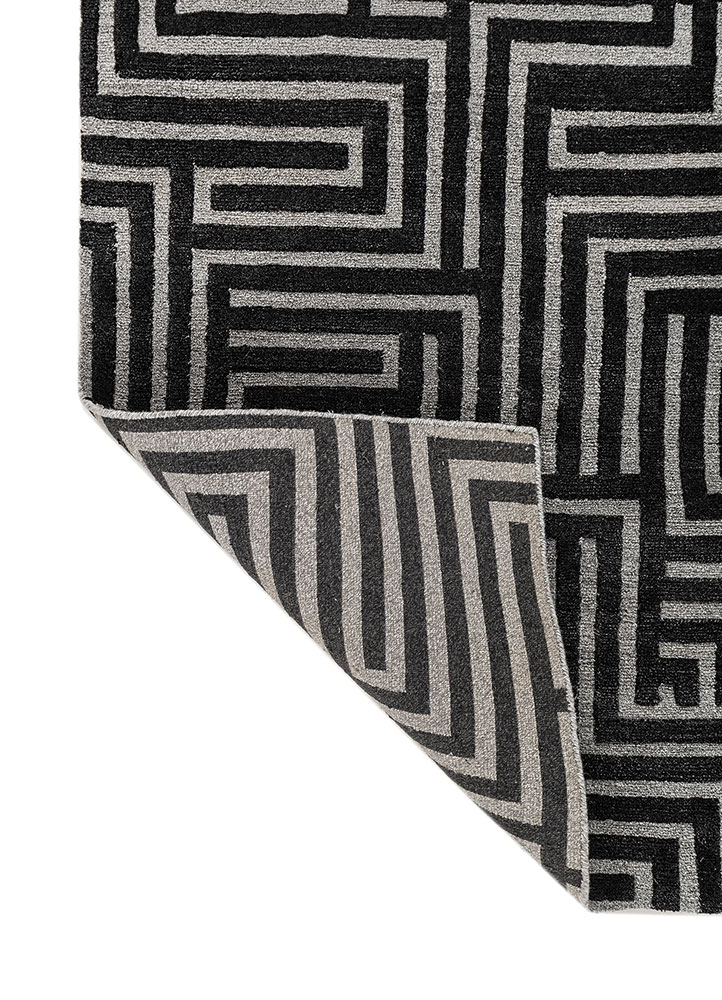 blythe grey and black acrylic hand knotted Rug - Perspective