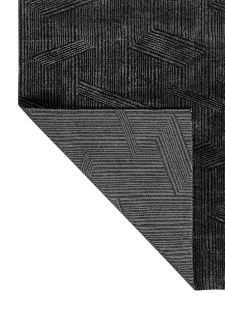 verve grey and black acrylic hand knotted Rug - Perspective