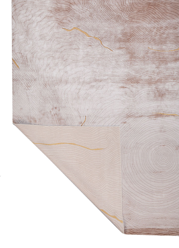 azalea beige and brown bamboo silk and zari hand knotted Rug - Perspective