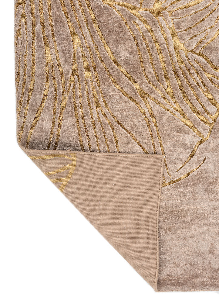 azalea gold bamboo silk and zari hand knotted Rug - Perspective