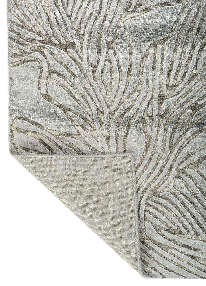 azalea blue bamboo silk and zari hand knotted Rug - Perspective