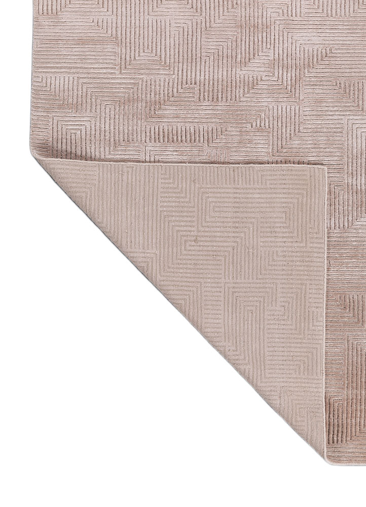 azalea beige and brown wool and bamboo silk hand knotted Rug - Perspective