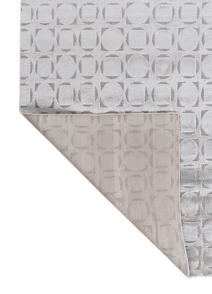 azalea grey and black wool and bamboo silk hand knotted Rug - Perspective
