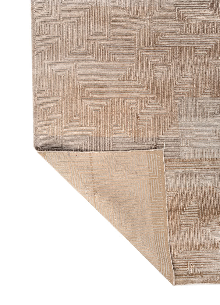 entropy beige and brown wool and bamboo silk hand knotted Rug - Perspective