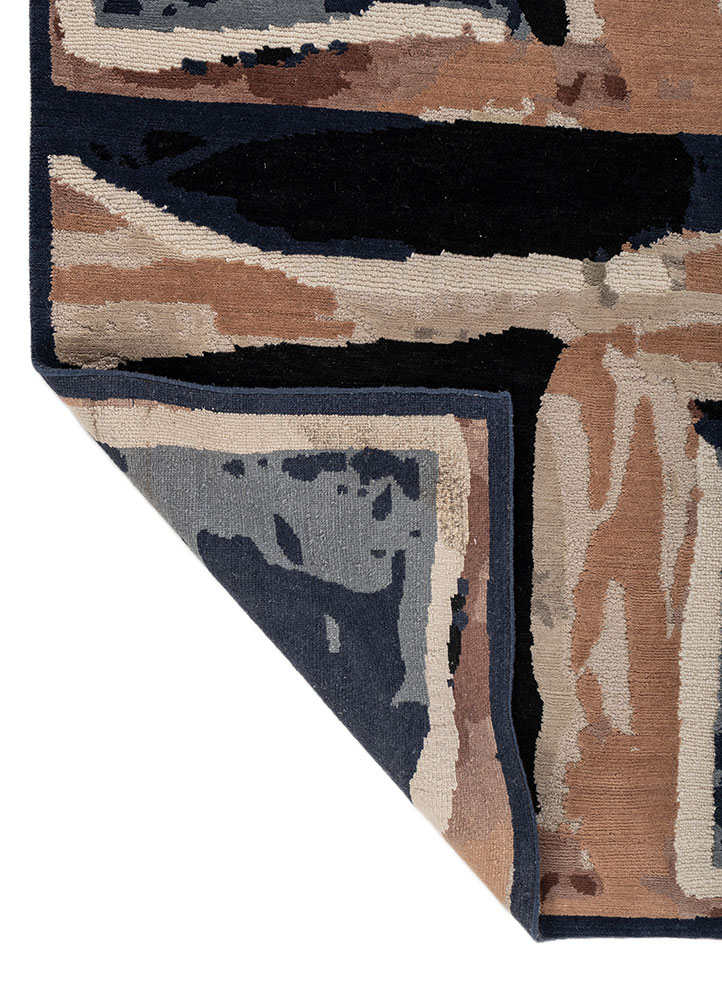 sthir blue wool hand knotted Rug - Perspective