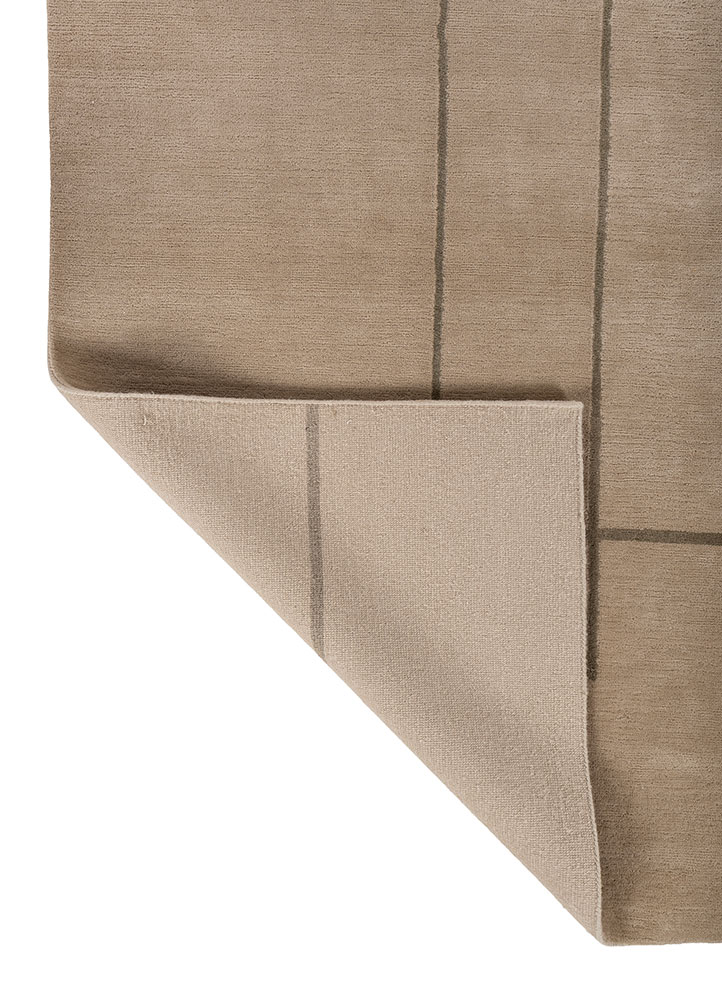 sthir beige and brown wool hand knotted Rug - Perspective