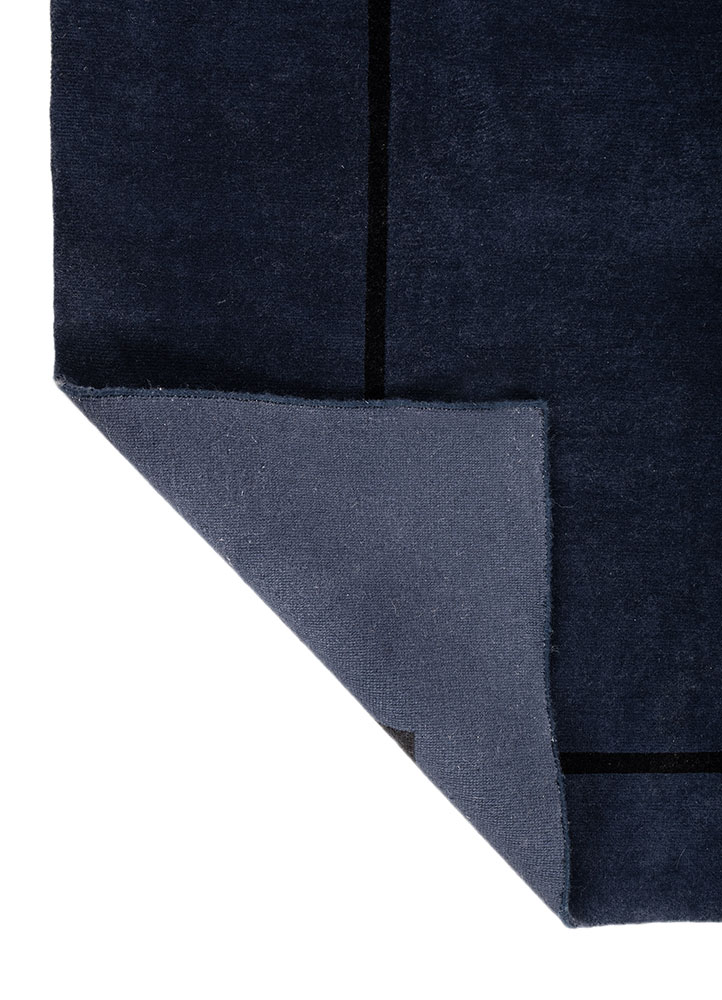 sthir blue wool hand knotted Rug - Perspective